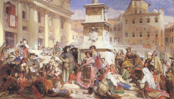 John Frederick Lewis Easter Day at Rome (mk46) France oil painting art